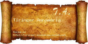Tiringer Annamária névjegykártya